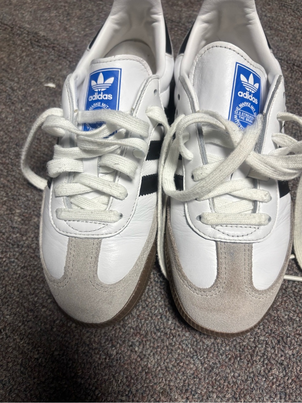 adidas Kids White, Black & Gray Classic Samba-Style Sneakers